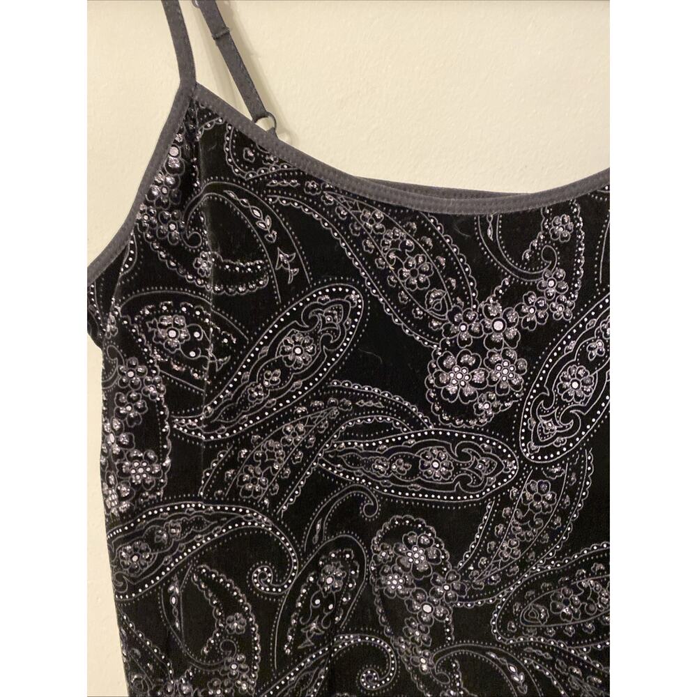 Y2k 90s 00s Chicos Black Velvet Glitter Tank Fairycore Whimsy Goth Size 3 - Picture 2 of 6